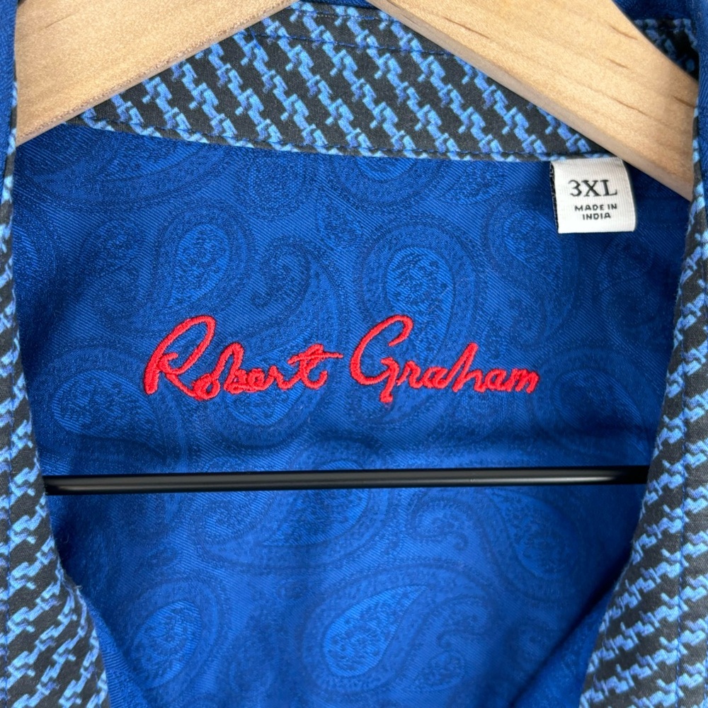 Robert Graham Shirt Men 3XL Blue Paisley Button Up Classic Flip Cuff Business - Picture 3 of 12
